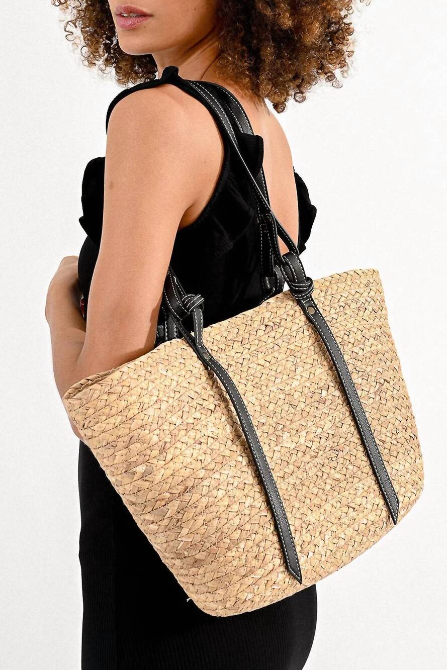 NEW MOLLY BRACKEN women's woven straw tote bag in beige